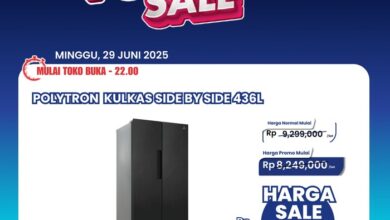 Diskon Gede Kulkas Side by Side Polytron di Transmart Full Day Sale!