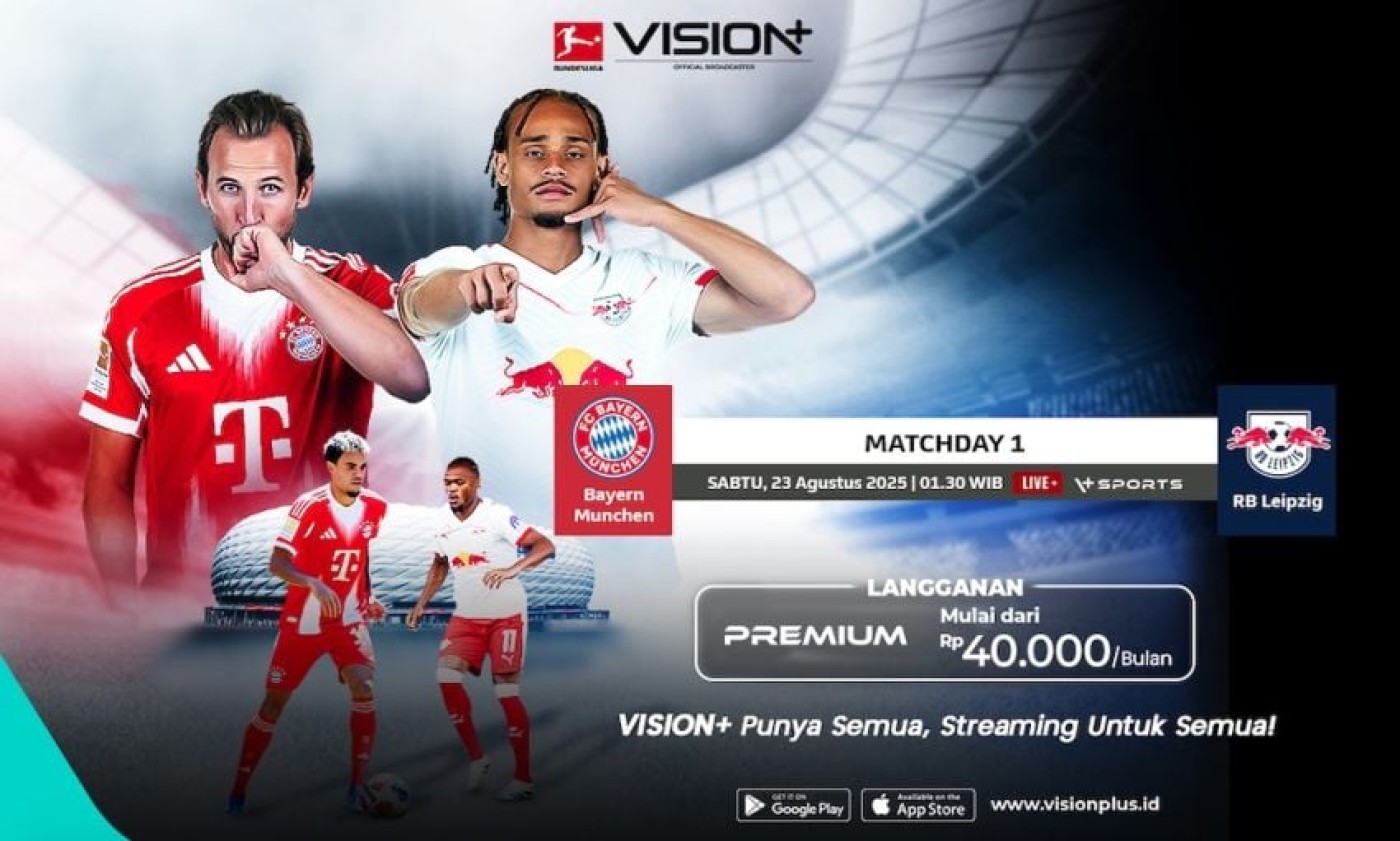 Bayern Munchen vs RB Leipzig: Streaming Duel Panas Matchday 1 Bundesliga di VISION+