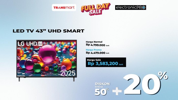 Transmart Gelar Full Day Sale: Harga Spesial LED TV 43" UHD Smart!