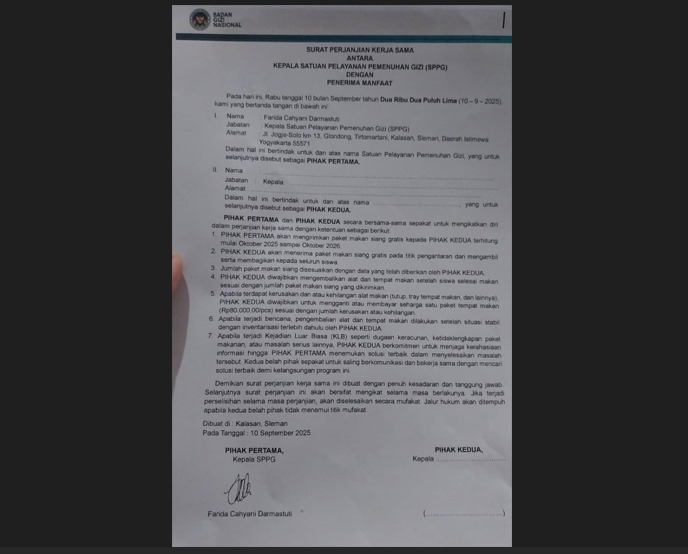 JCW Kritik Isi Perjanjian MBG: Rahasiakan Dugaan Keracunan dan Masalah Serius