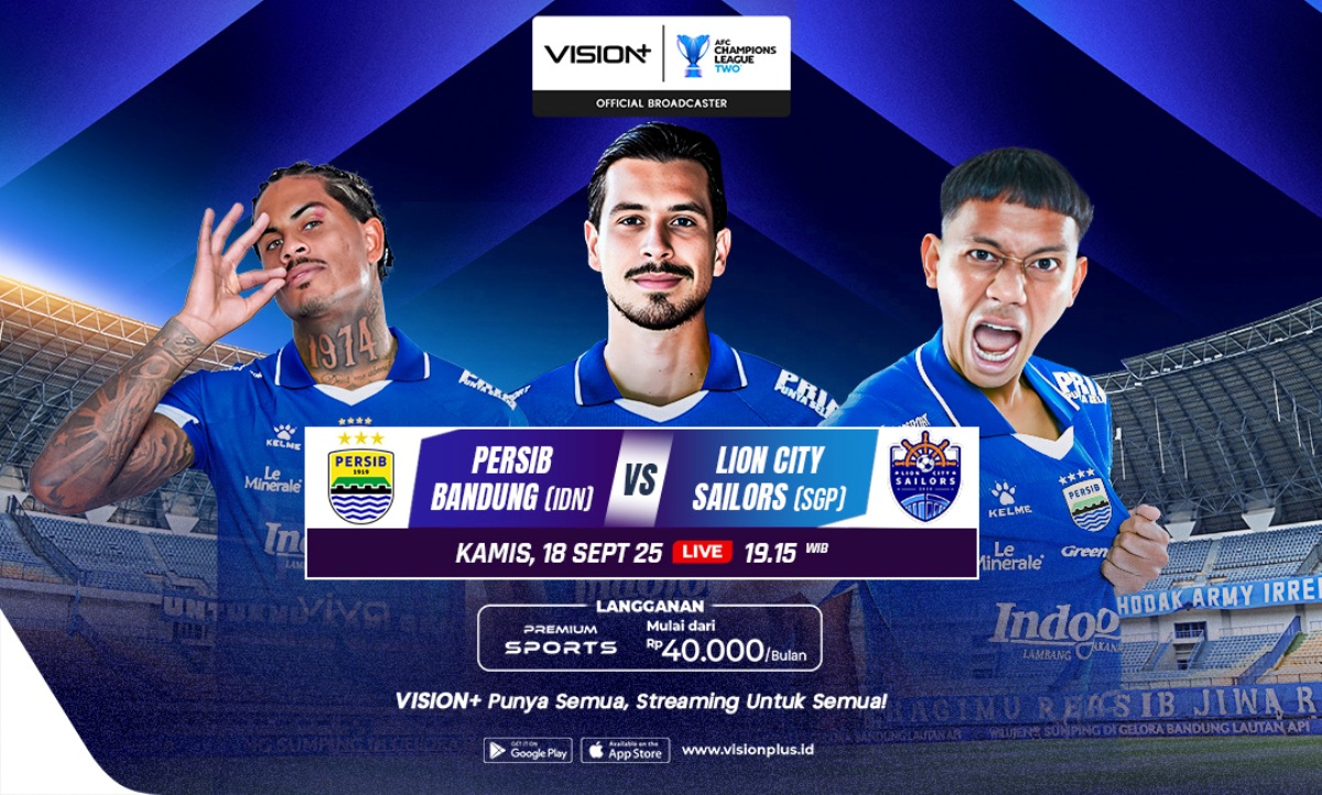 Jadwal dan Link Live Streaming Vision+ Persib Bandung vs Lion City Sailors AFC CL 2025-2026, Klik di Sini!