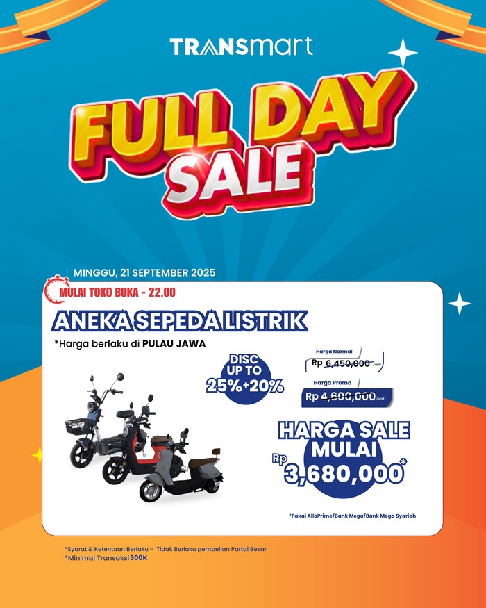 Transmart Gelar Full Day Sale: Beli Sepeda Listrik Hemat Kini!