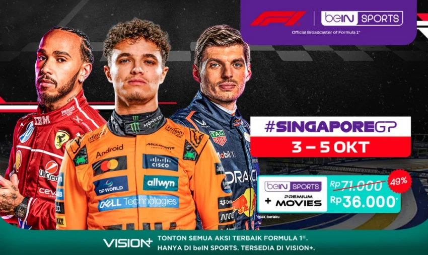 Formula 1 Singapore Grand Prix 2025: Jadwal dan Link Balapan di VISION+