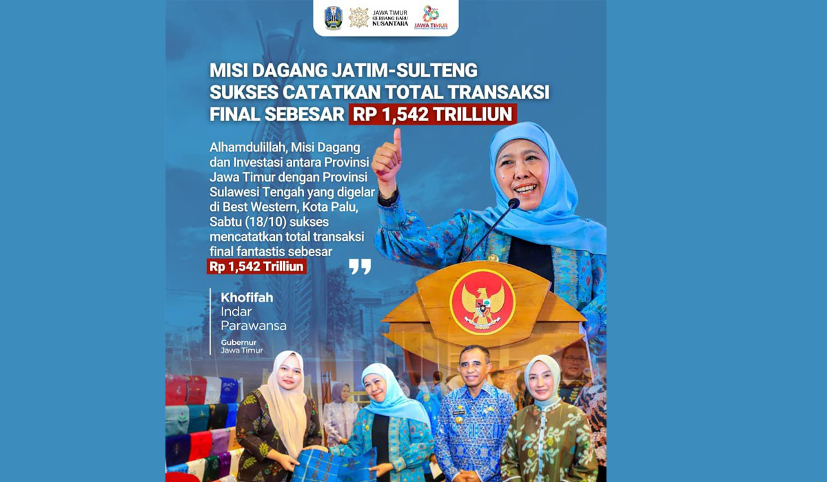 Gubernur Khofifah Pimpin Misi Dagang Jatim-Sulteng, Transaksi Capai Rp 1,542 T