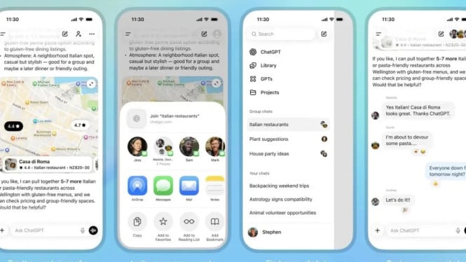 ChatGPT Luncurkan Fitur Grup Chat, Kolaborasi Hingga 20 Orang Jadi Lebih Mudah!