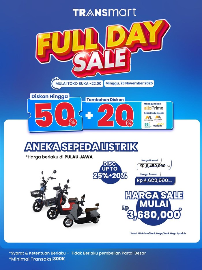 Transmart Full Day Sale: Temukan Sepeda Listrik Hemat dengan Diskon Menarik!