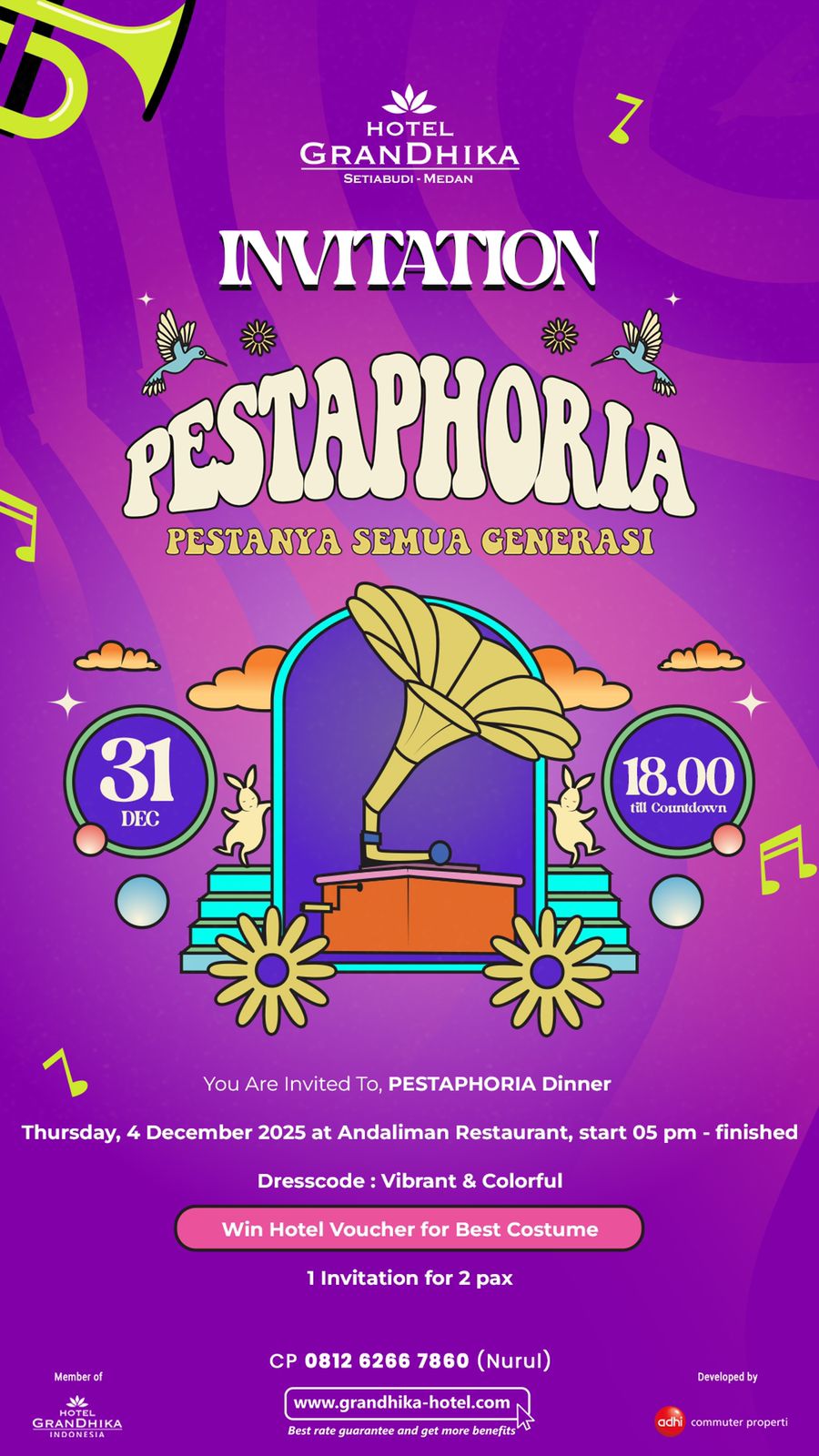Rayakan Tahun Baru 2026, Hotel Grandhika Setiabudi Medan Hadirkan PESTAPHORIA Spektakuler